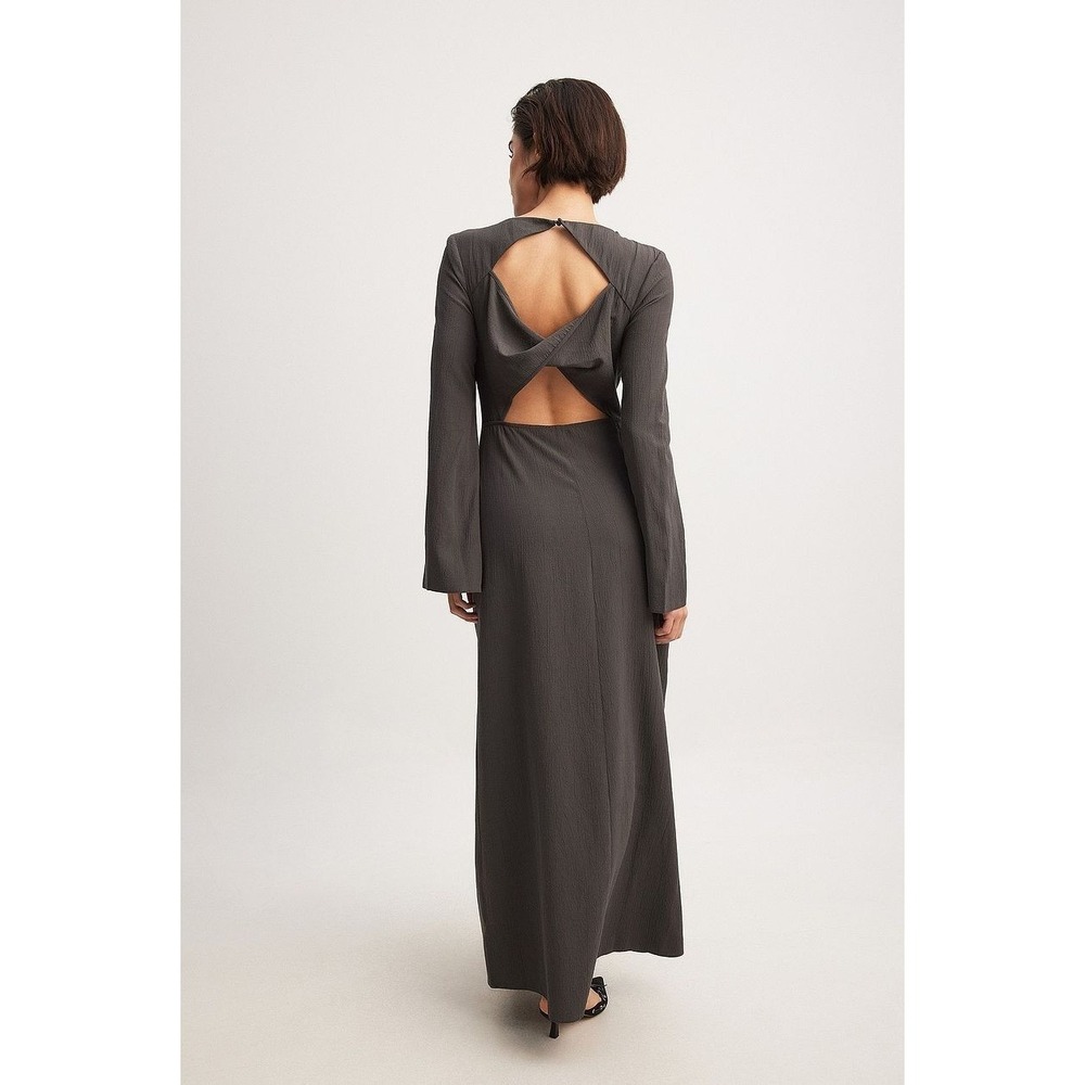 NA-KD Women's Structured‎ Melange Open Back Maxi Dress - Washed Black - EU 40